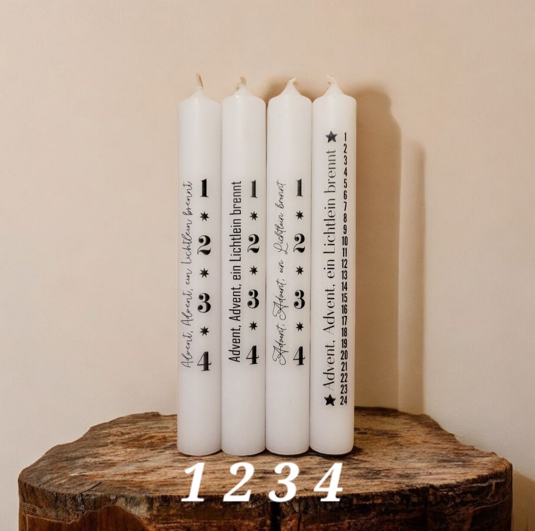 Adventskerze mit Stabkerzenhalter - verschiedene Kerzen zur Auswahl