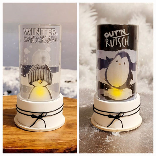 Windlichtgläser Snow/Silvester - 2 Varianten