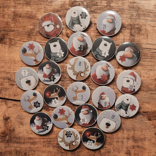Adventskalender und Zahlen Button 1-24