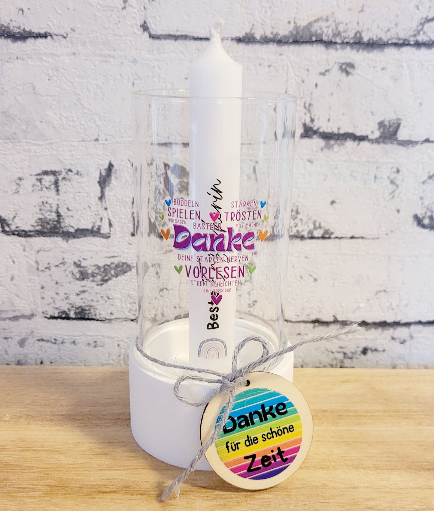 Windlicht Kerze - Danke Erzieher*in