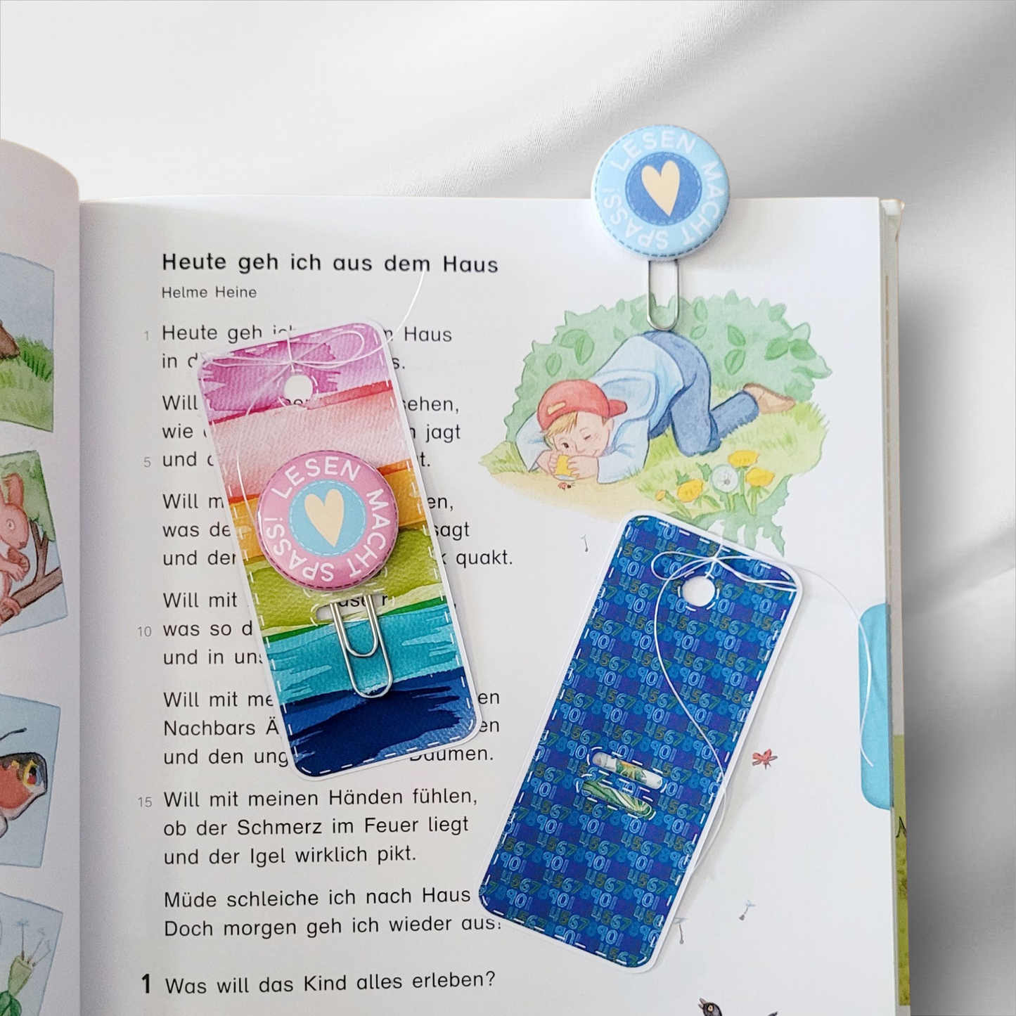 Schulkind Button-Lesezeichen Klammer