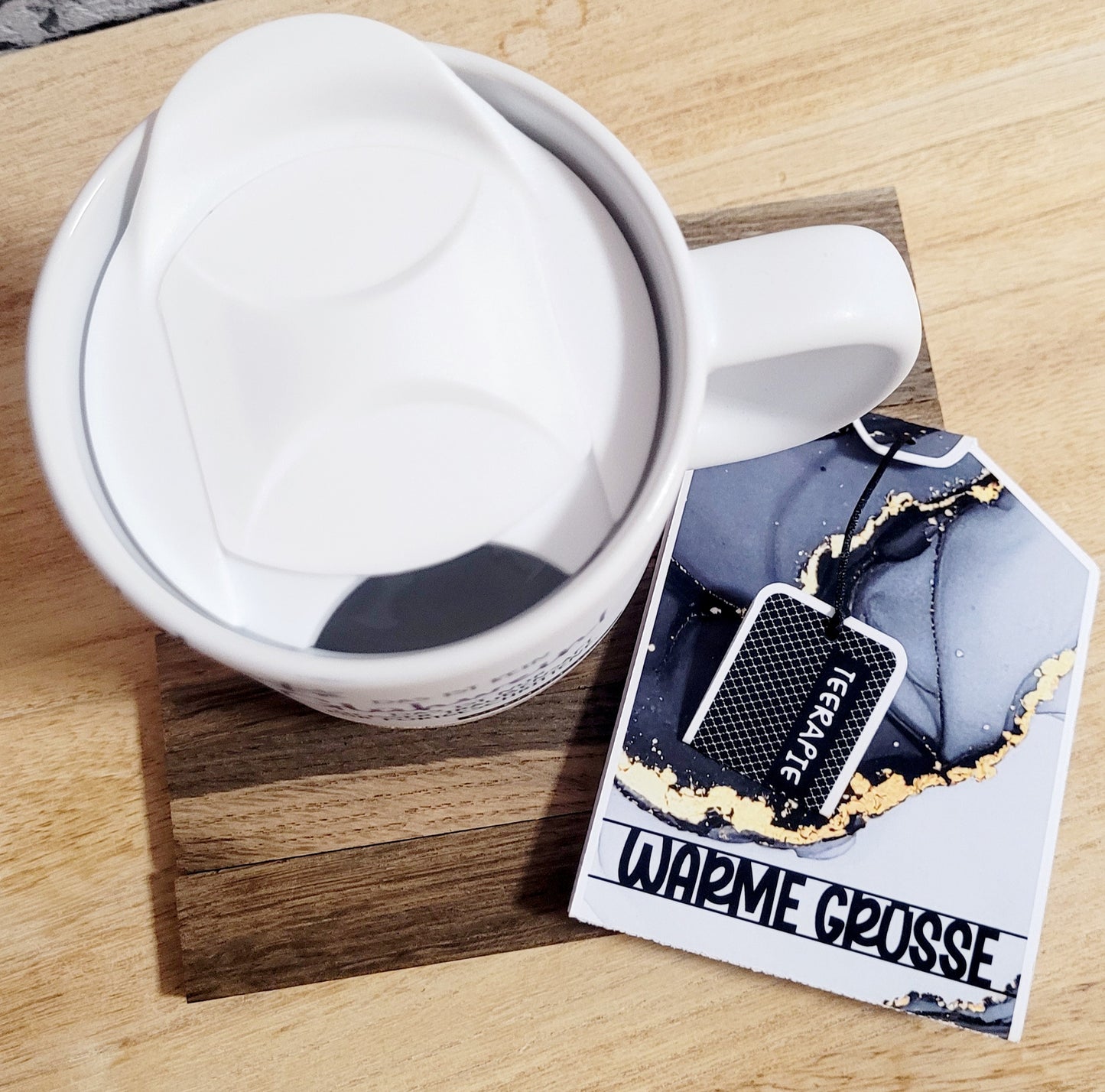 Keramiktasse mit Korkboden - Glühweinzeit