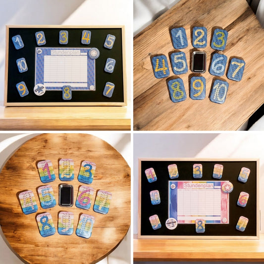 1x1 Button Magnete mit Magnet/Kreide Tafel + Stundenplan