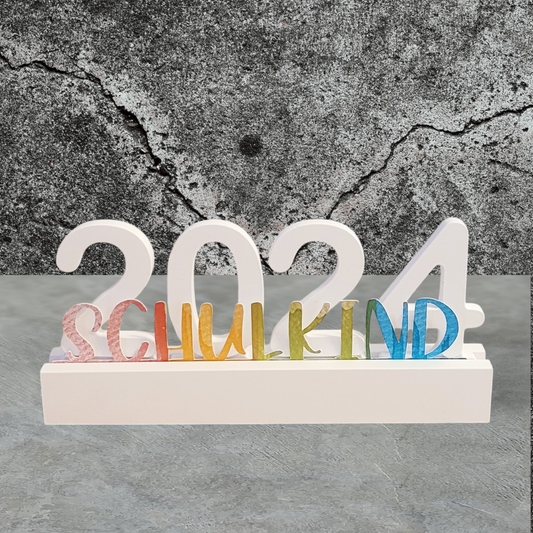 Schulkind + Jahr Aufsteller - Design Rainbow