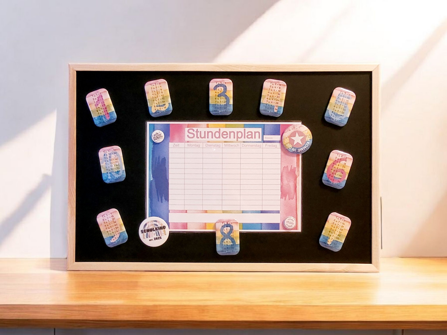 1x1 Button Magnete mit Magnet/Kreide Tafel + Stundenplan