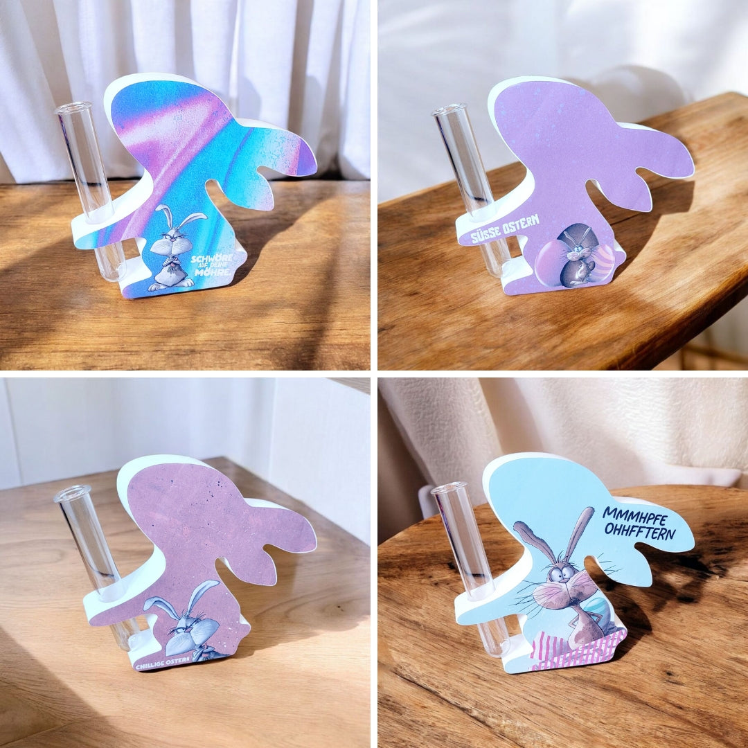 Hase mit Reagenzglas