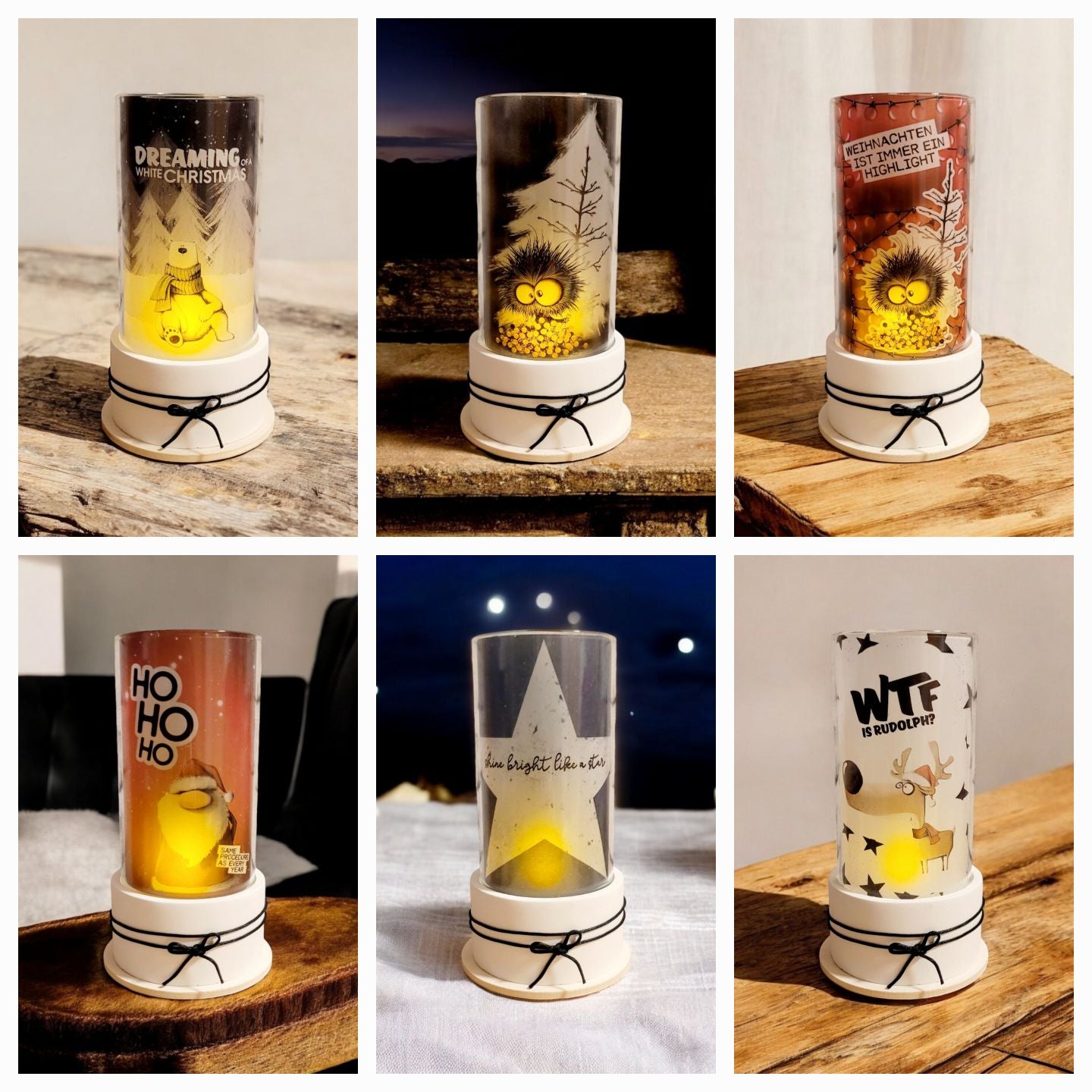 Windlichtgläser XMAS - 6 Varianten