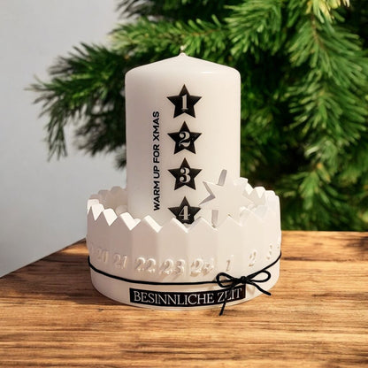Advent Countdown mit Stumpenkerze im Set