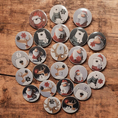 Adventskalender und Zahlen Button 1-24