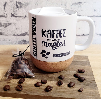 Keramiktasse mit Korkboden - Coffee Vibes