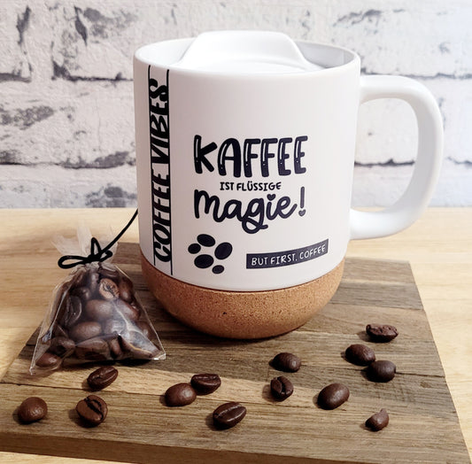 Keramiktasse mit Korkboden - Coffee Vibes