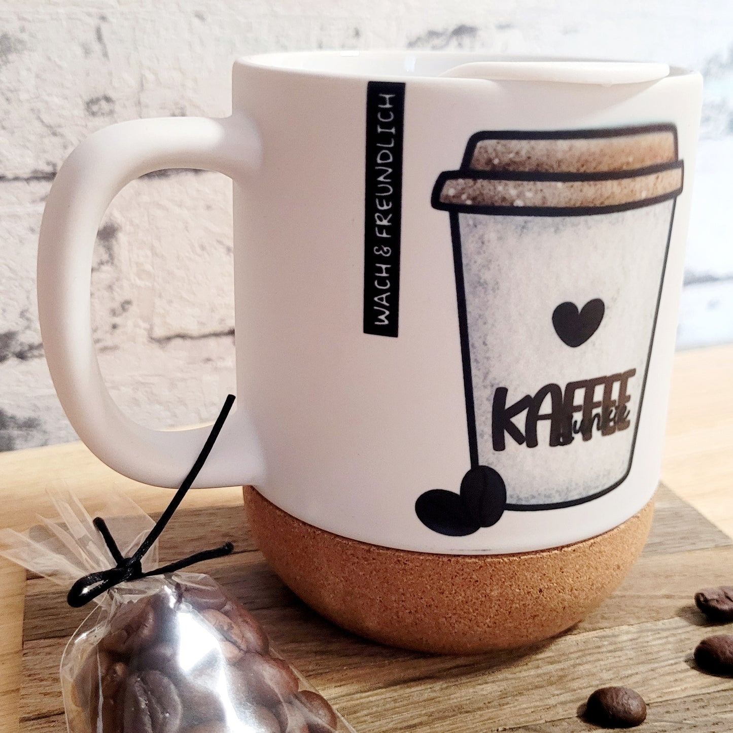 Keramiktasse mit Korkboden - Coffee Vibes