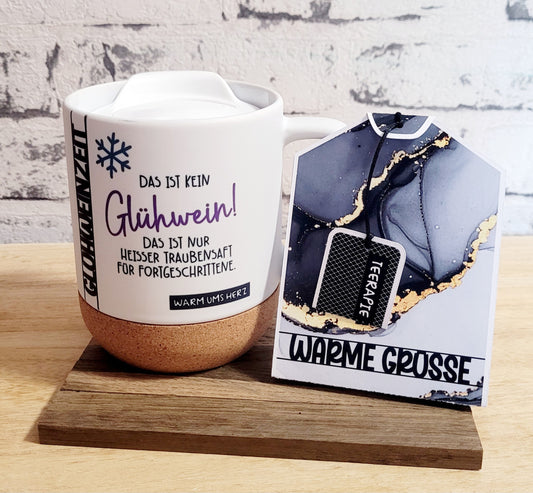 Keramiktasse mit Korkboden - Glühweinzeit