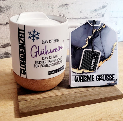 Keramiktasse mit Korkboden - Glühweinzeit