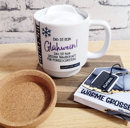 Keramiktasse mit Korkboden - Glühweinzeit