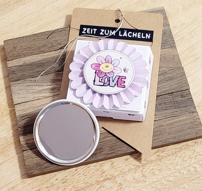 Button Spiegel *Smile* mit Geschenkbox