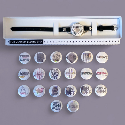 Stylisches Statement Button Lederarmband