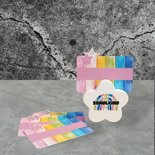Schulkind Tischkärtchen Aufsteller - Rainbow